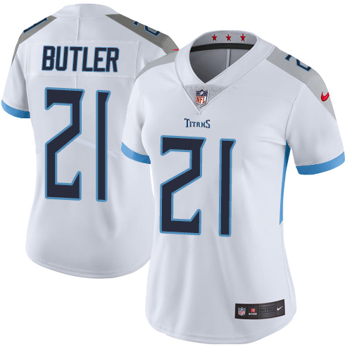 Nike Titans #21 Malcolm Butler White Women's Stitched NFL Vapor Untouchable Limited Jersey